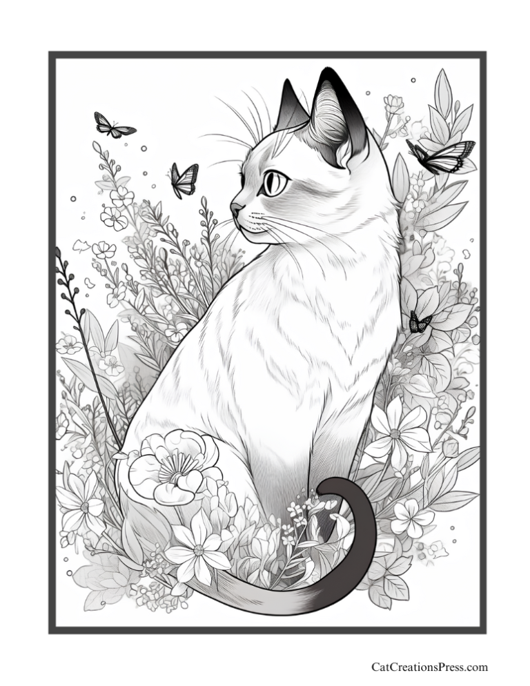 Siamese Cat Coloring Pages - Cat Creations Press